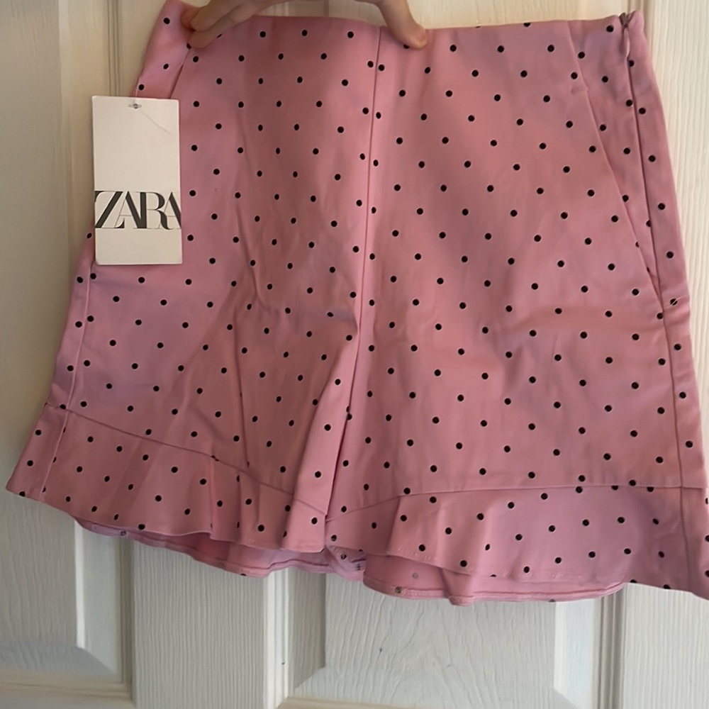 Zara Pink Polka Dot High Waisted Ruffled Shorts